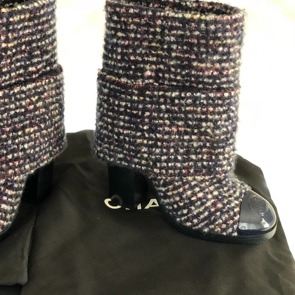chanel tweed ankle boots